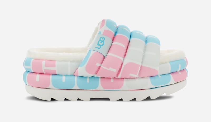 UGG® Puft Pride Slide for Everyone in Pride Logo, Size W3 / M2