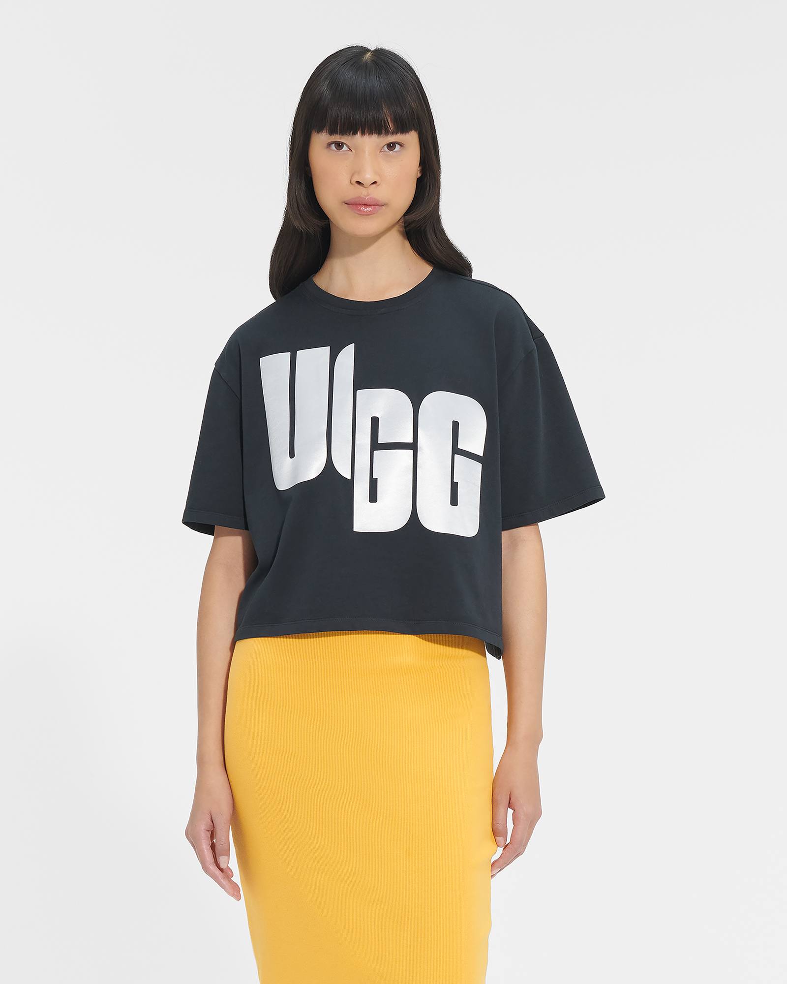 UGG Fionna Logo Tee for Women in Black/White, Size Large