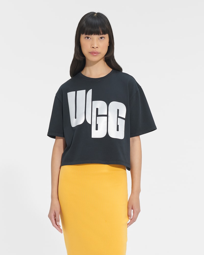 UGG Fionna Logo Tee for Women in Black/White, Size Small