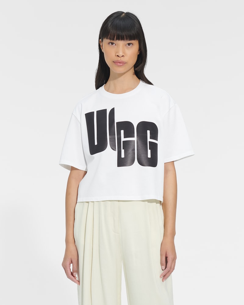 UGG Fionna Logo Tee for Women in White/Black, Size Medium