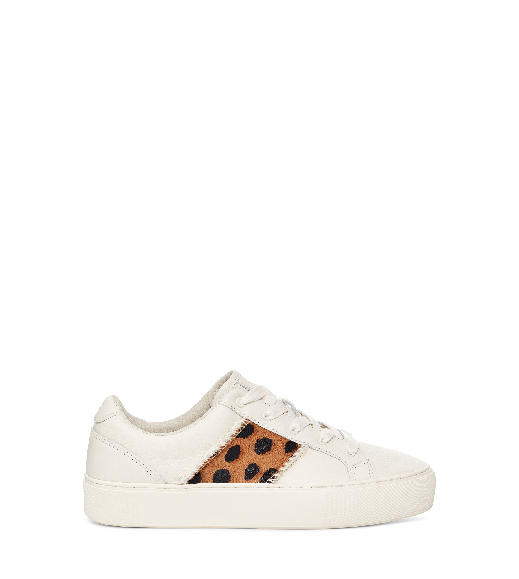 UGG Dinale Cheetah Print Trainer for Women in White/Light Butterscotch, Size 3