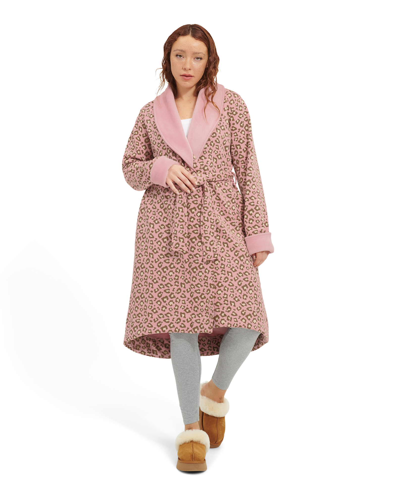 UGG Duffield II Top for Women in Clay Pink Leopard, Size XS, Fleece