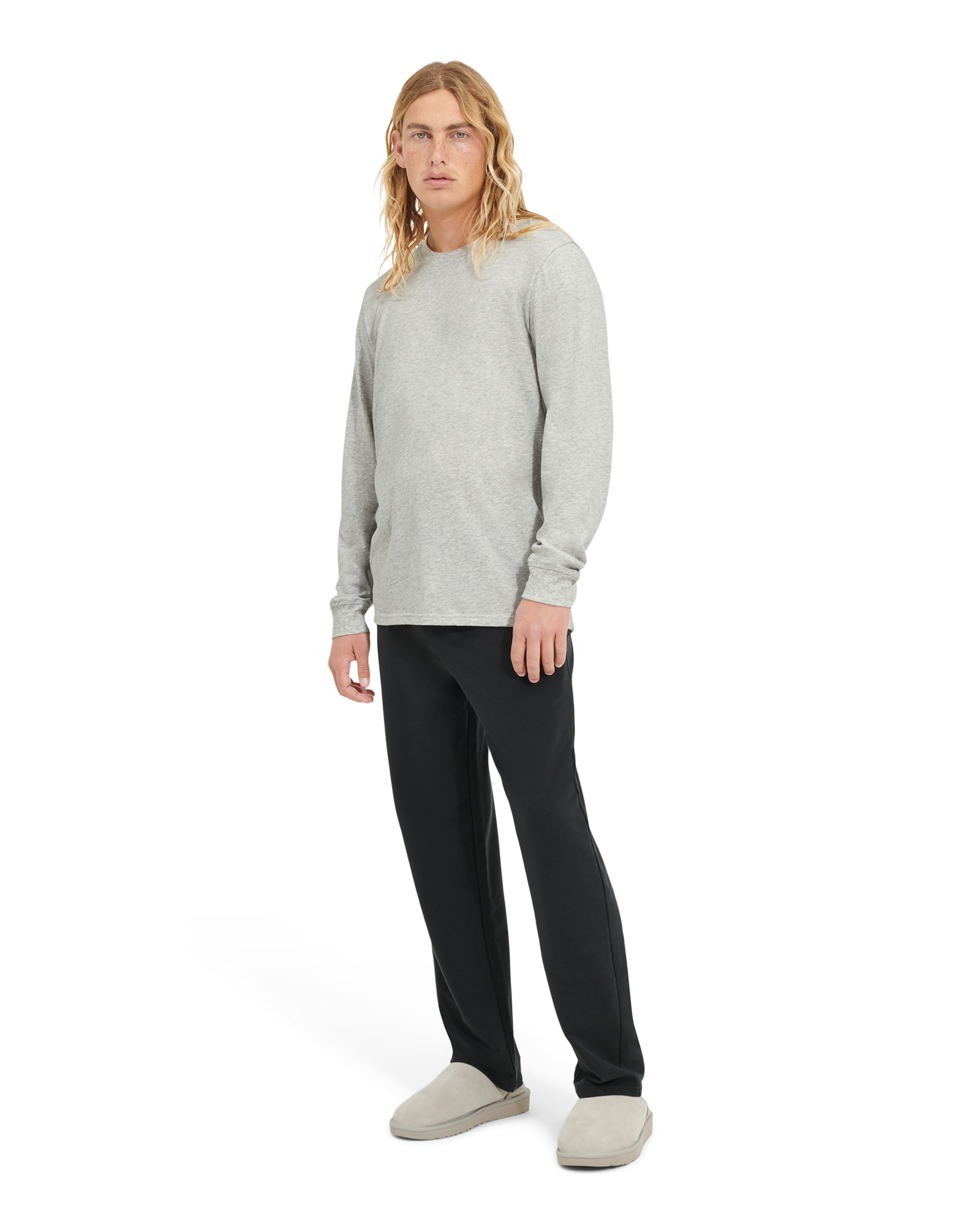 UGG Waylen Pyjamas Set for Men in Grey Heather/Black, Size Medium, Cotton