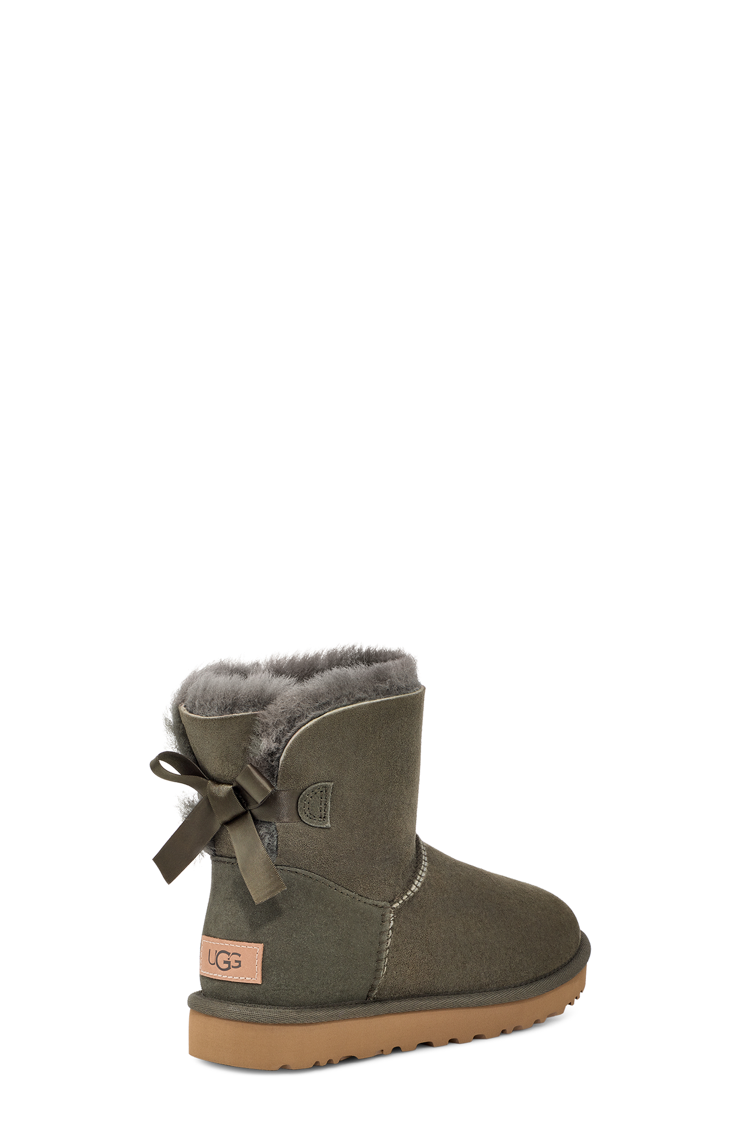 UGG Mini Bailey Bow II Boot for Women in Forest Night, Size 9, Leather
