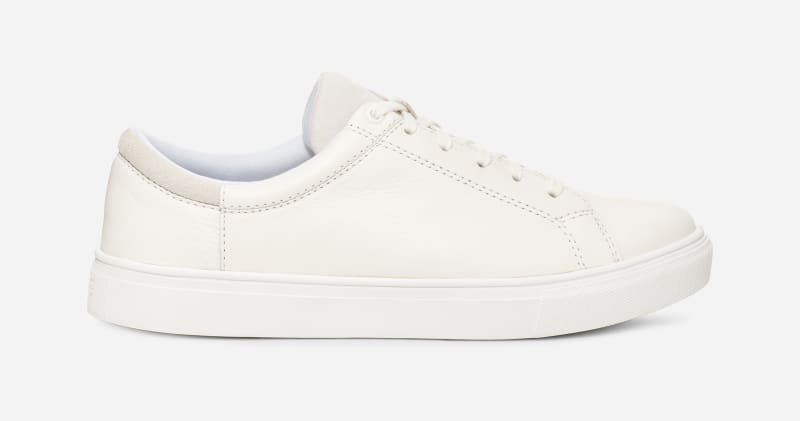 UGG® Baysider Low Weather Trainer for Men in White Leather, Size 6, Leather/Polyester/Cotton