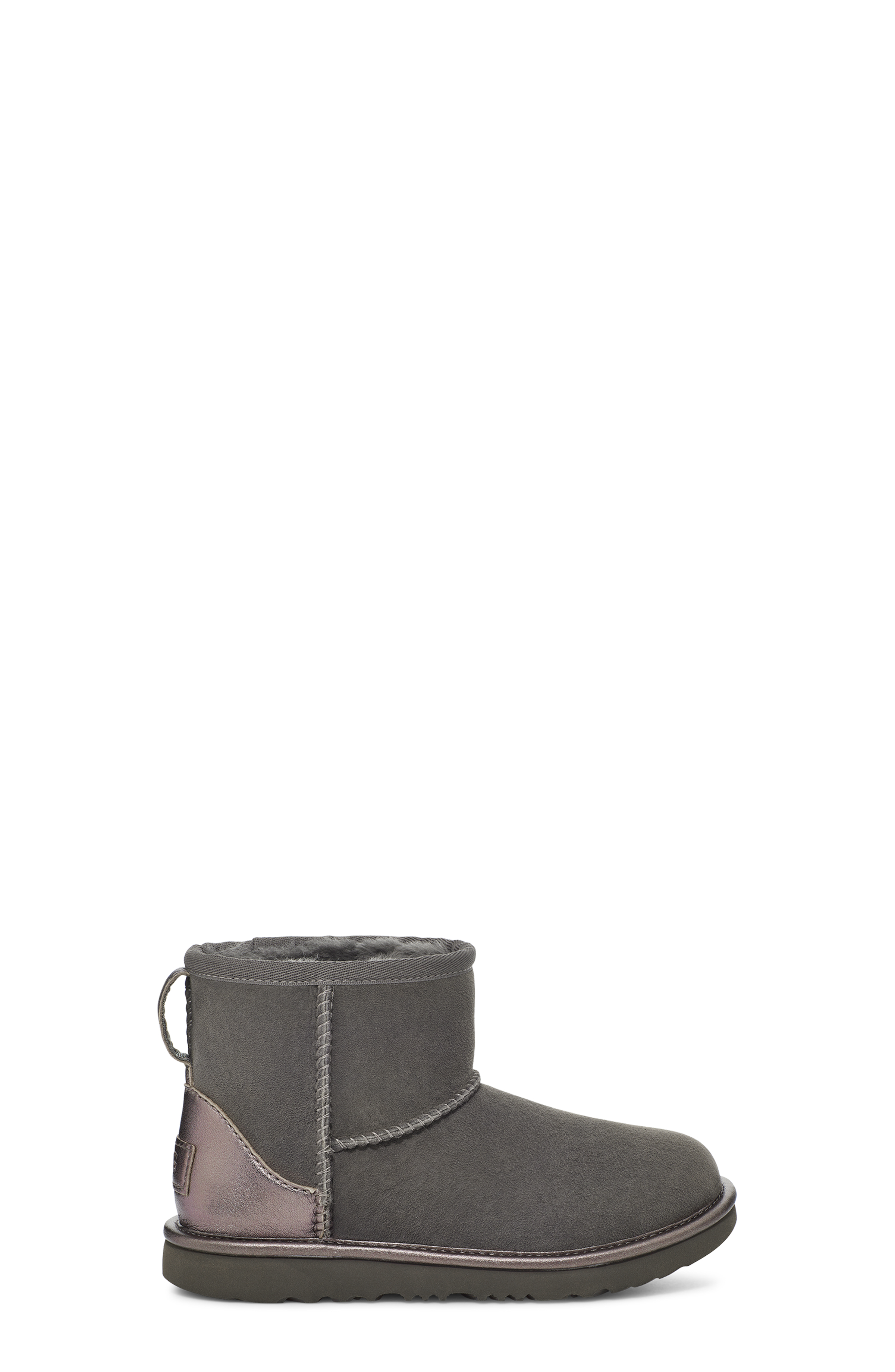 UGG Classic Mini Shine Boot for Kids in Charcoal, Size 13, Leather
