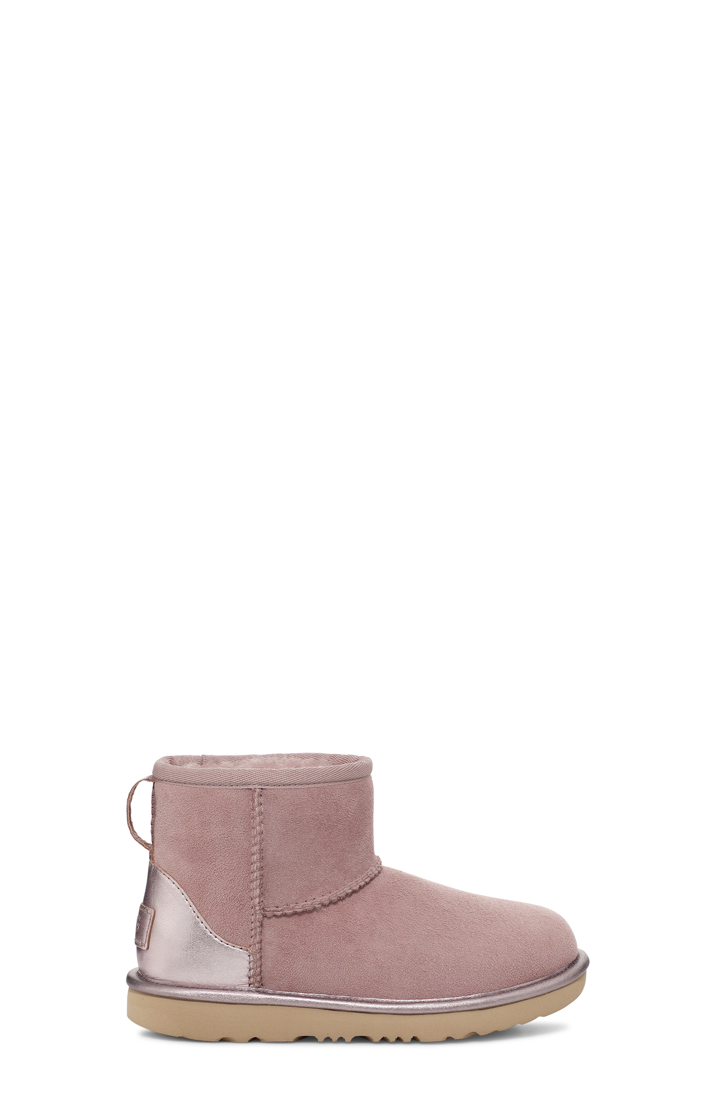 UGG Classic Mini Shine Boot for Kids in Rose Grey, Size 1, Leather