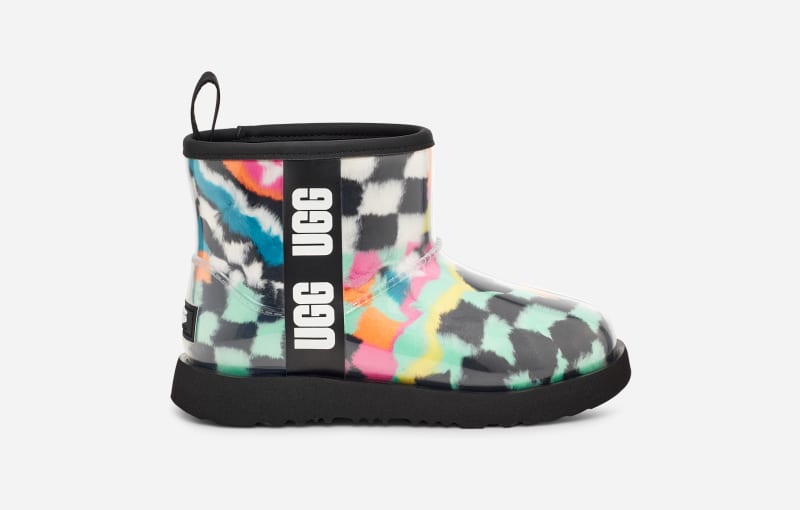 UGG Classic Checks Clear Mini Boot for Kids in Black, Size 2, Synthetic