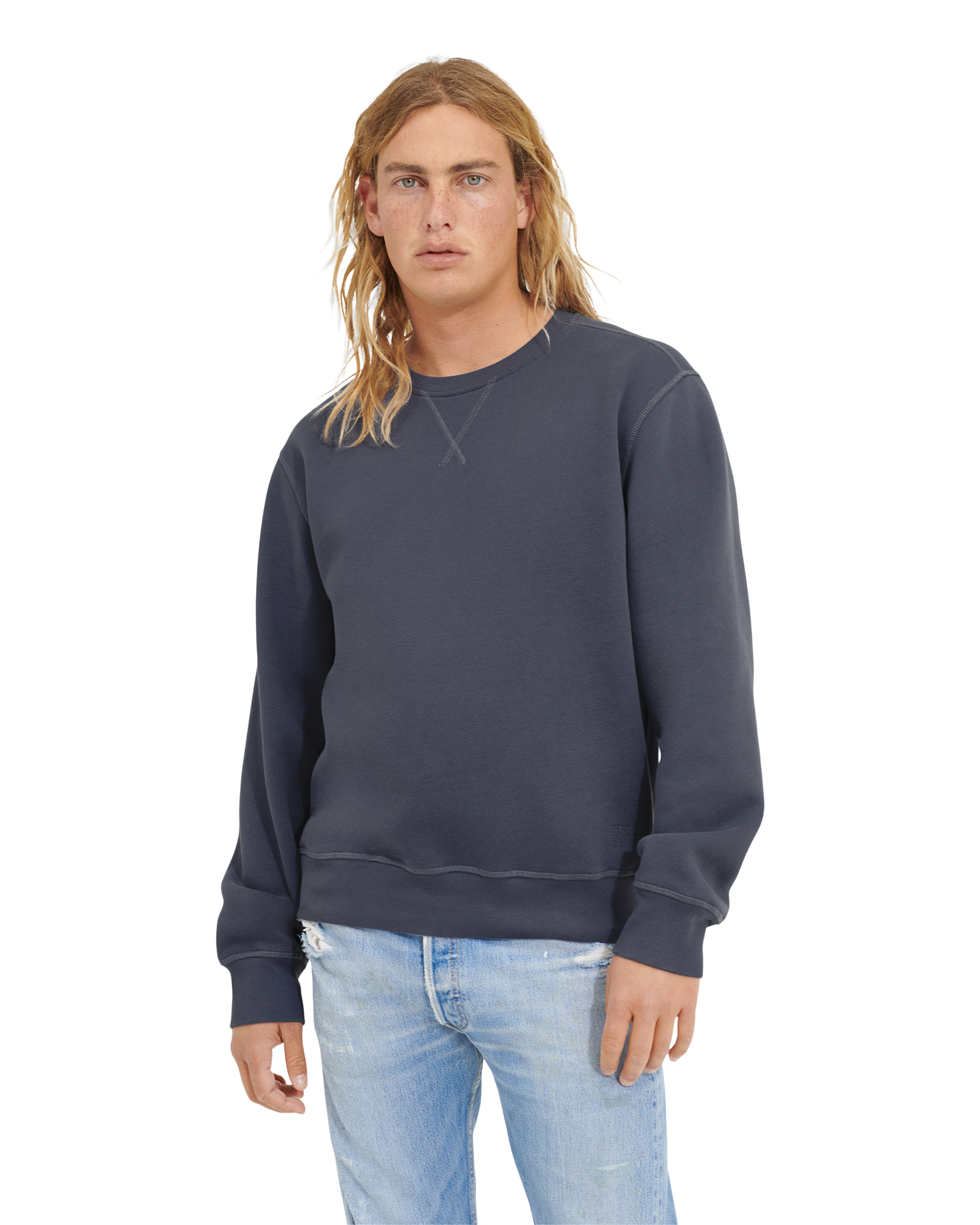UGG Topher Crewneck Fleece Top for Men in Cyclone, Size Large, Cotton Blend