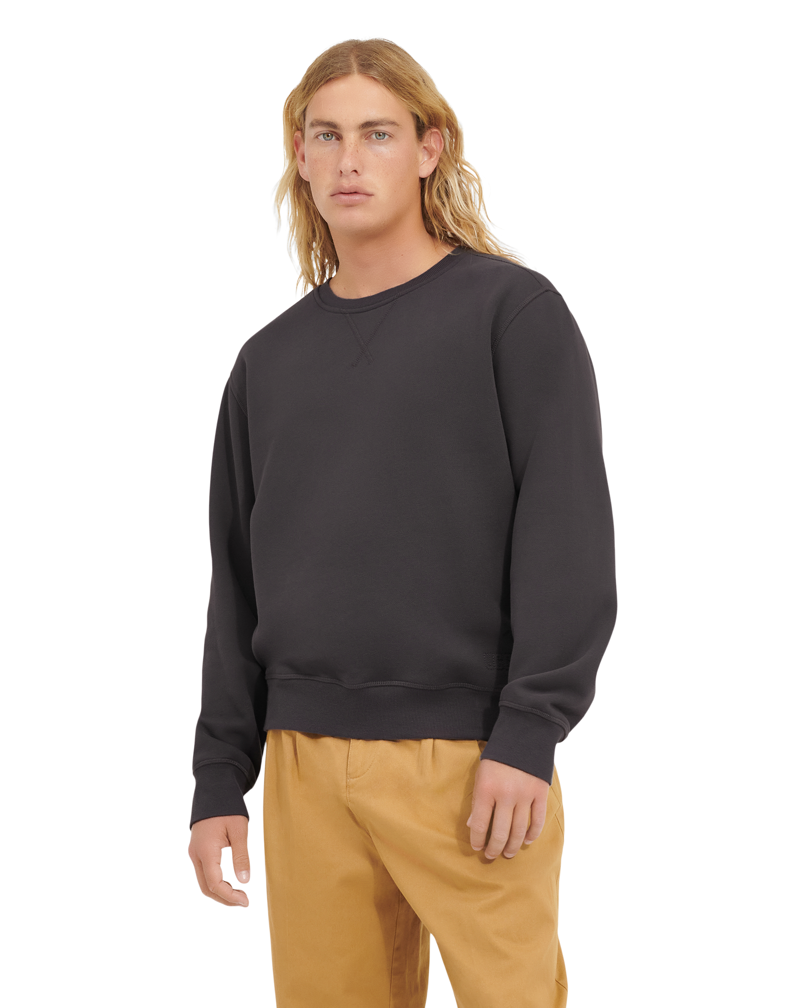 UGG Topher Crewneck Fleece Top for Men in Coal, Size Small, Cotton Blend