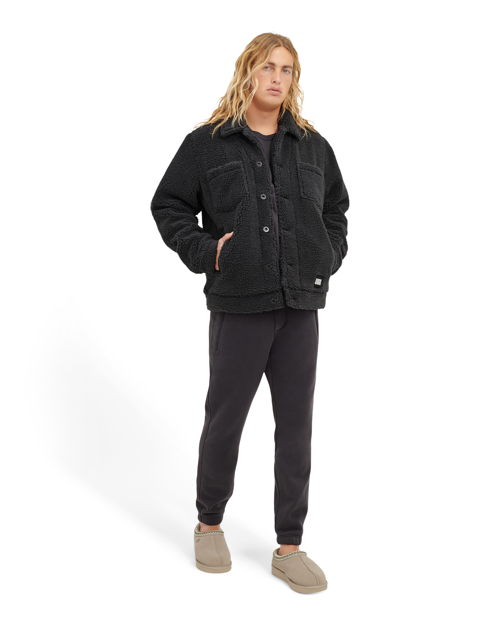 UGG Ricky Fleece Jogger for Men in Coal, Size Medium, Cotton Blend