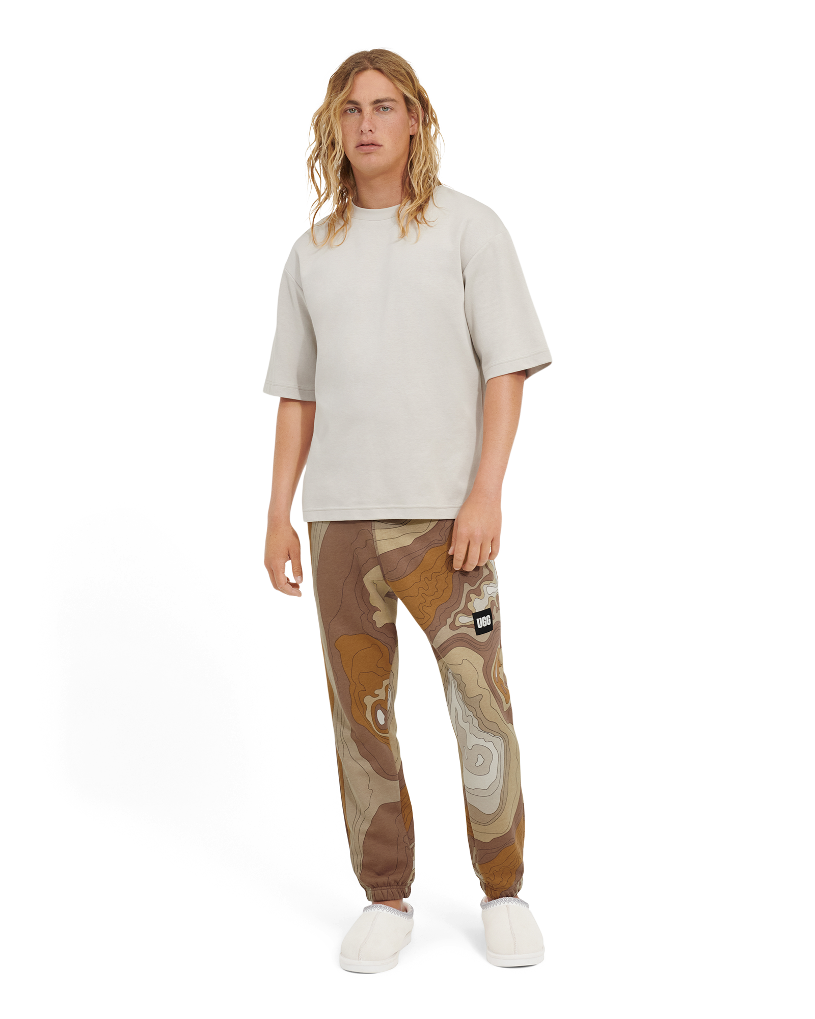 UGG Malachi Fleece Jogger for Men in Desert, Size Large, Cotton Blend