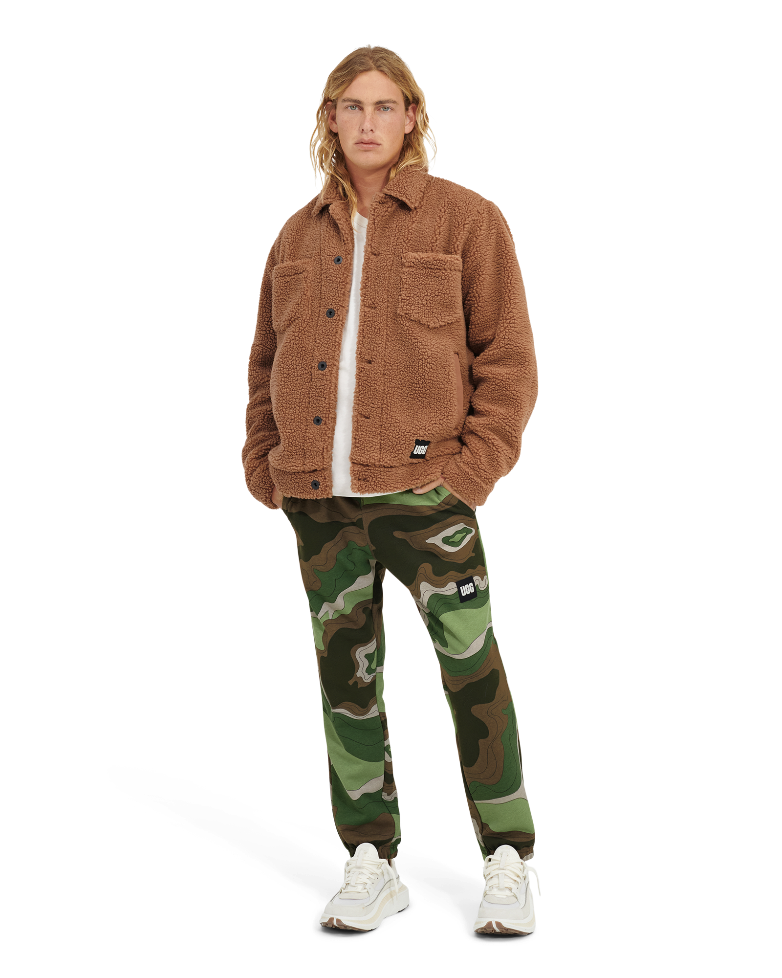 UGG Malachi Fleece Jogger for Men in Forest Night, Size Large, Cotton Blend