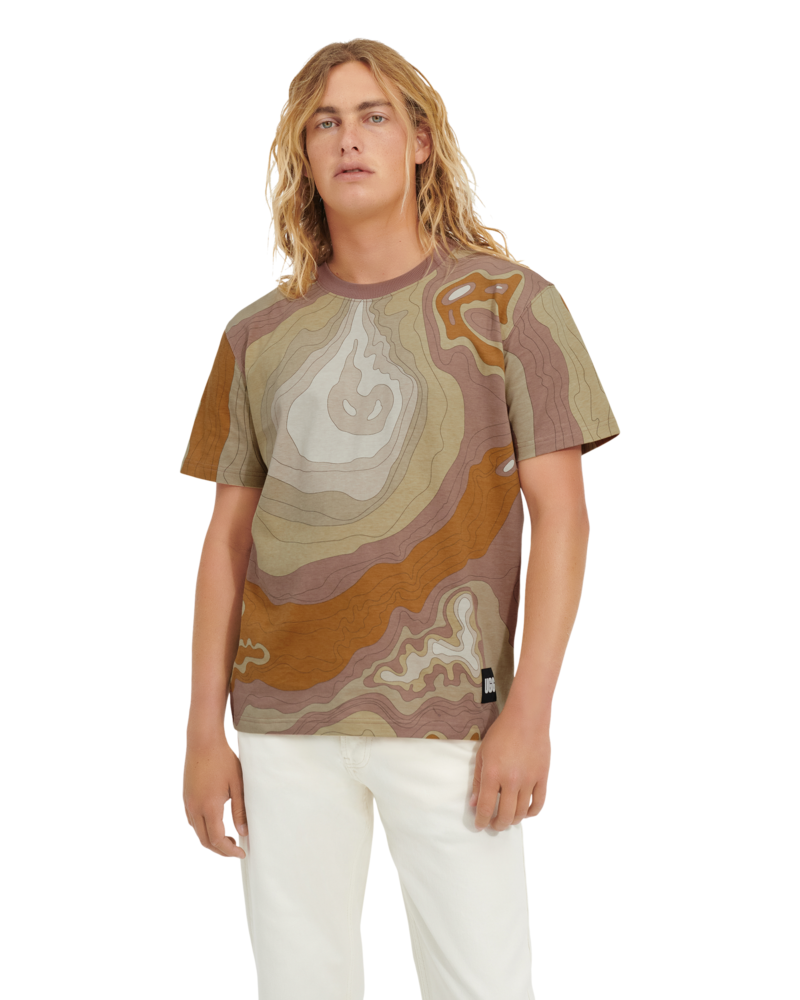 UGG Rhett Logo Tee for Men in Desert, Size Large, Cotton