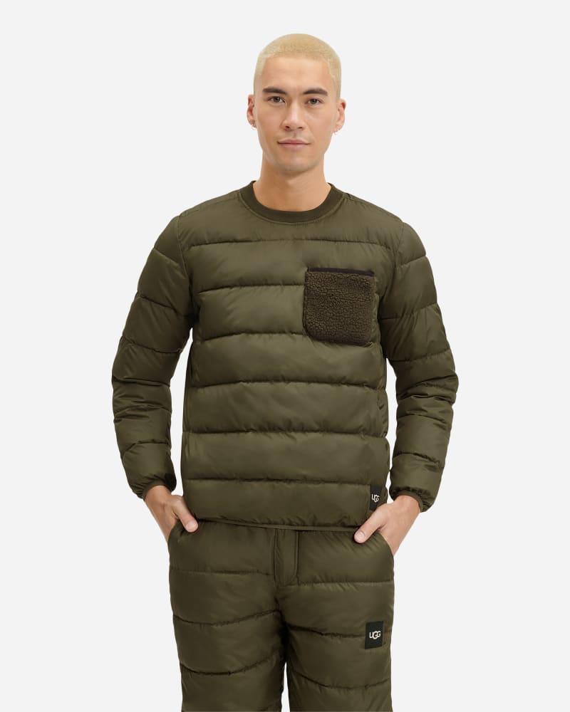 UGG Colten Puffer Crewneck Top for Men in Nori, Size Medium, Polyester