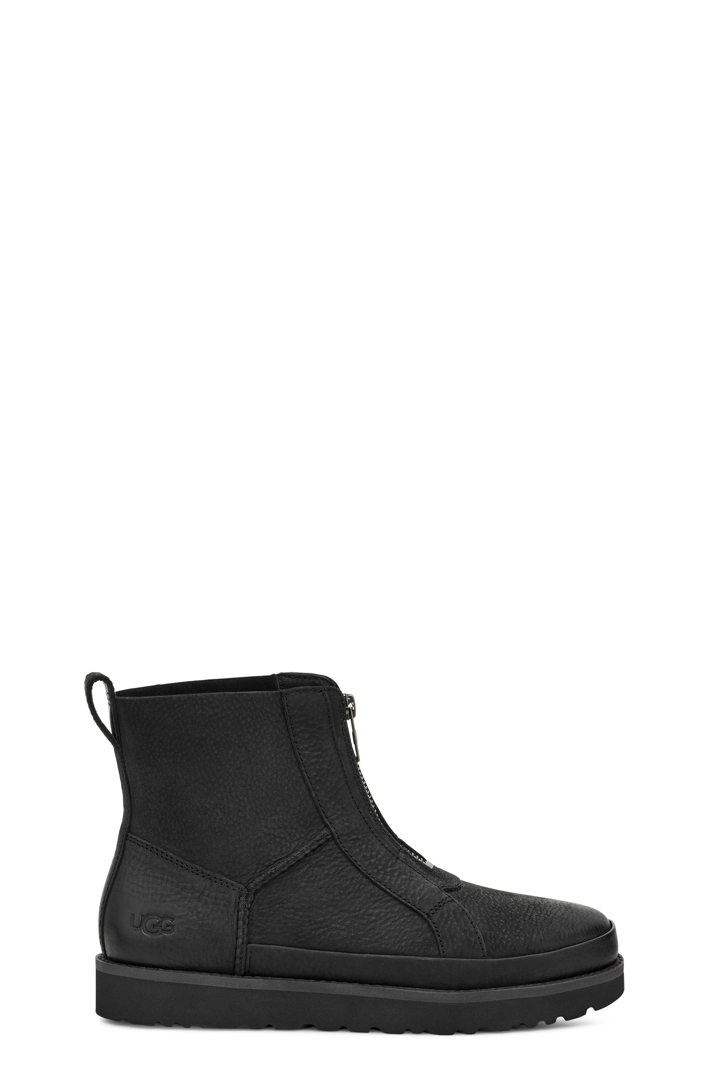 UGG Deconstructed Front Zip Short Boot for Women in Black, Size 6, Leather