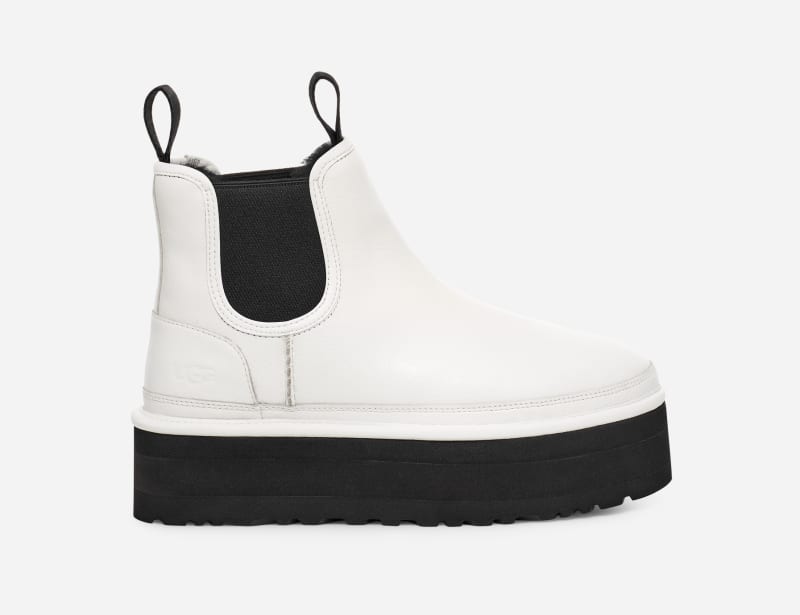 UGG® Neumel Platform Chelsea Boot for Women in Pebbled White, Size 8, Leather