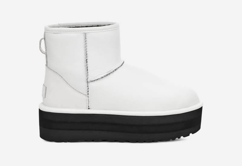 UGG® Classic Mini Platform Boot for Women in Ultra Matte White, Size 8, Leather