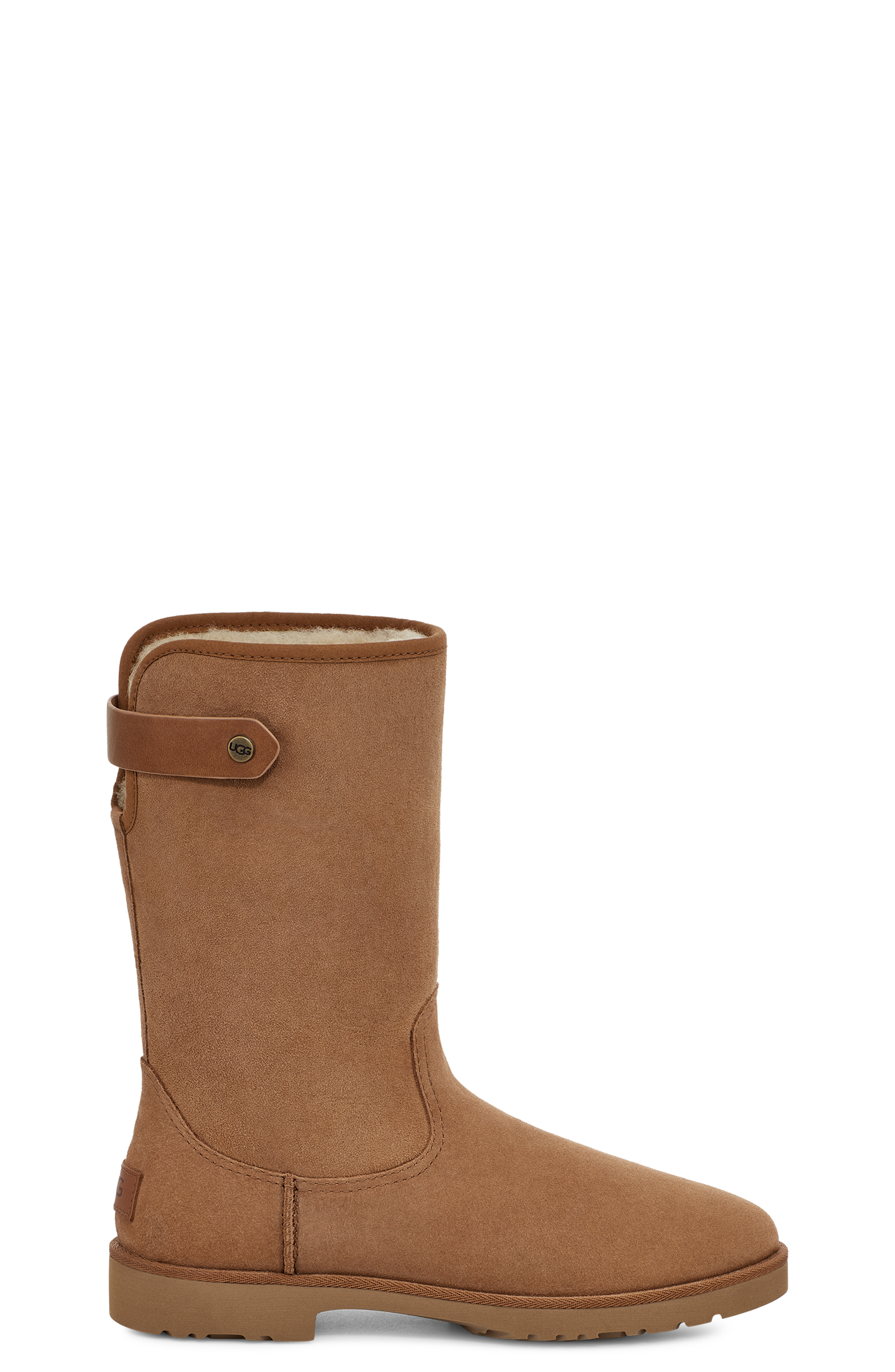 UGG Romely Cuffable Mini Boot for Women in Chestnut, Size 4, Leather