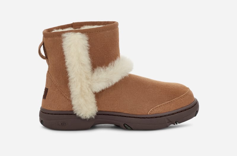 UGG Sunburst Mini Boot for Women in Brown, Size 4, Leather