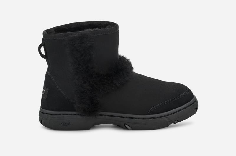 UGG Sunburst Mini Boot for Women in Black, Size 3, Leather