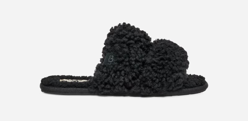 UGG® Maxi Curly Scuffetta Slipper for Women in Black, Size 9
