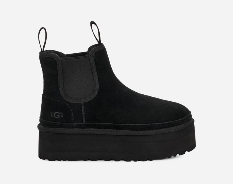UGG® Neumel Platform Chelsea Boot for Women in Black, Size 5, Leather