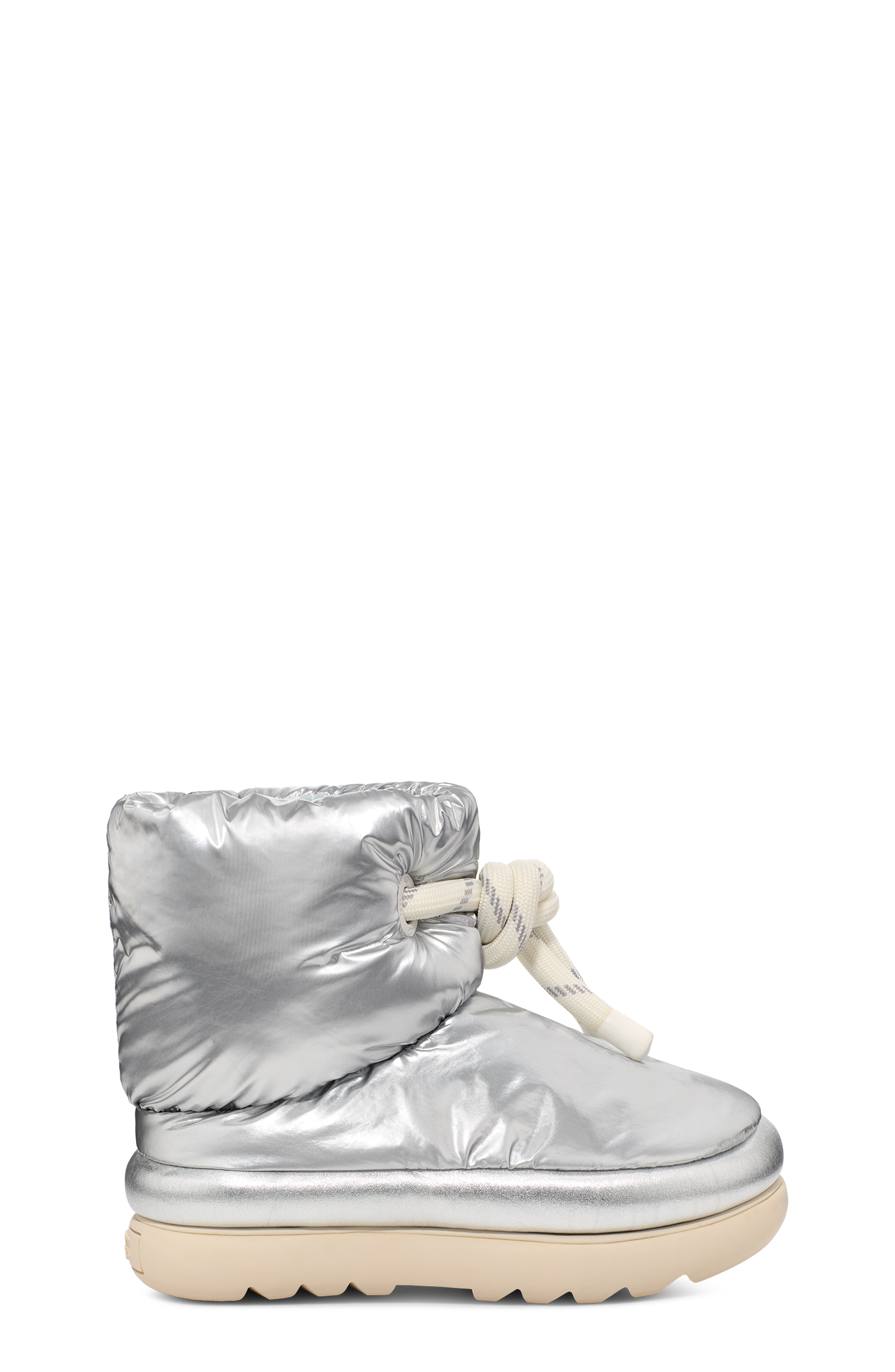 UGG Classic Maxi Short Boot for Women in Metallic Silver, Size 5, Textile