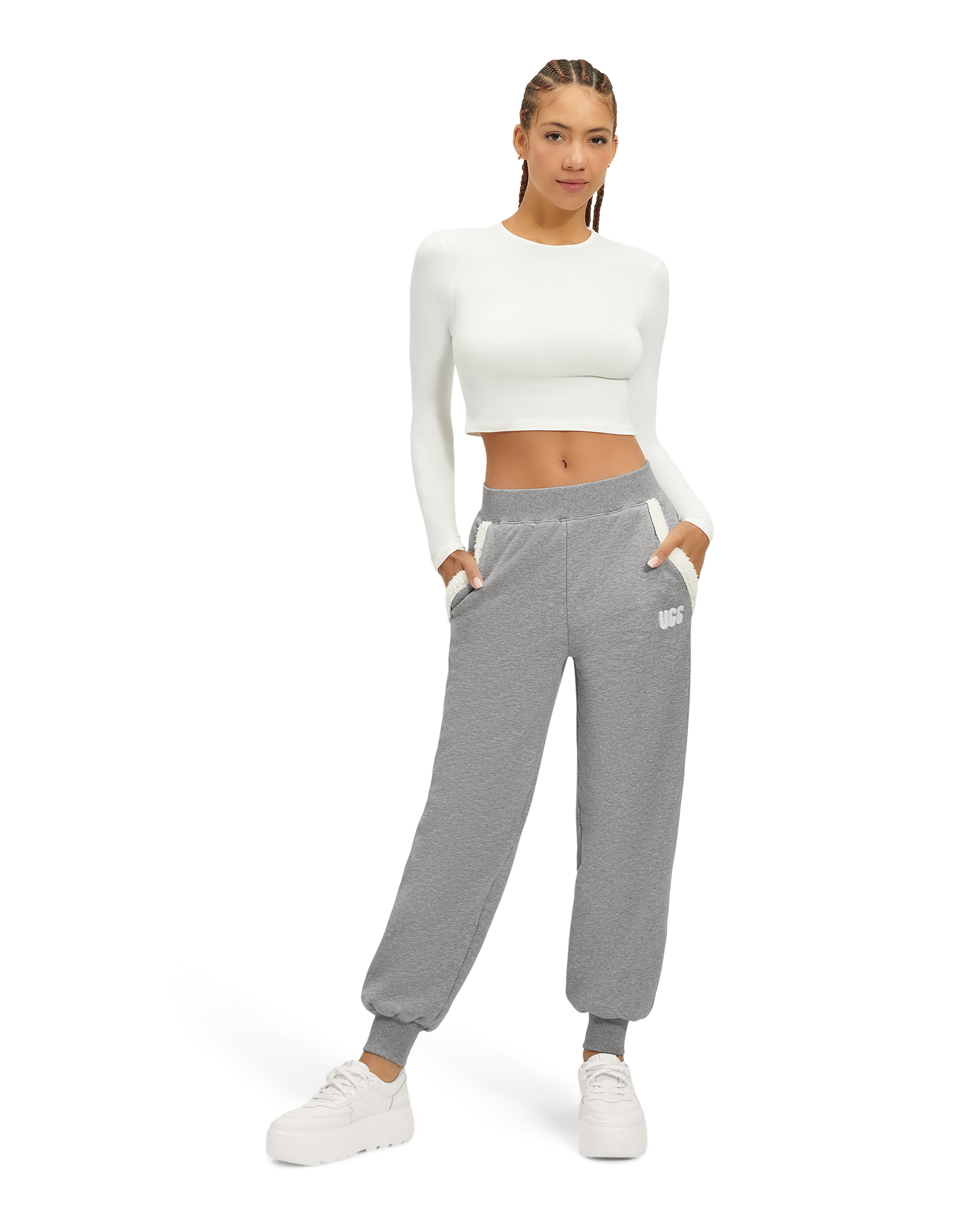 UGG Daylin Bonded Fleece Sweatpant for Women in Grey, Size Large, Other