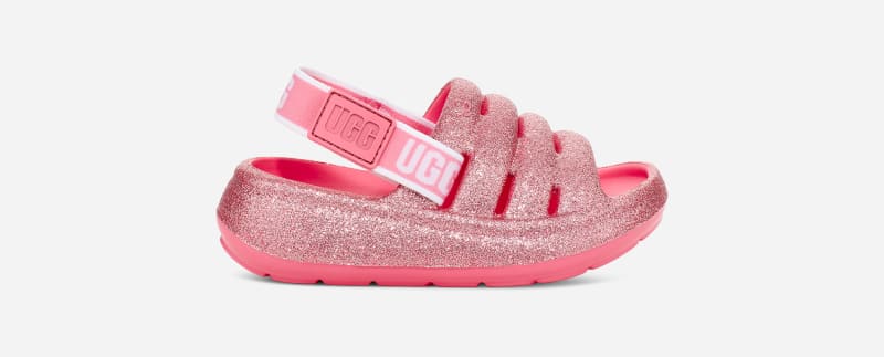 UGG® Sport Yeah Glitter Slide for Kids in Pink, Size 5