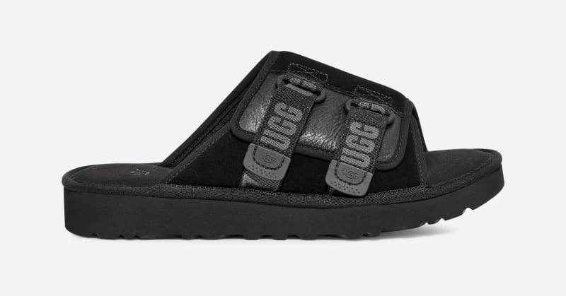 UGG® Goldencoast Strap Slide for Men in Black, Size 11, Suede