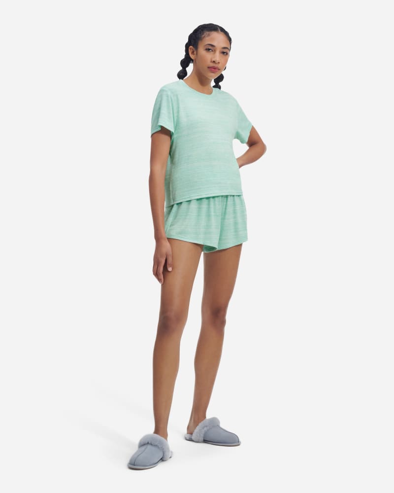 UGG® Aniyah Top & Short Set for Women in Clear Green Multi Heather, Size Medium, Ecovero