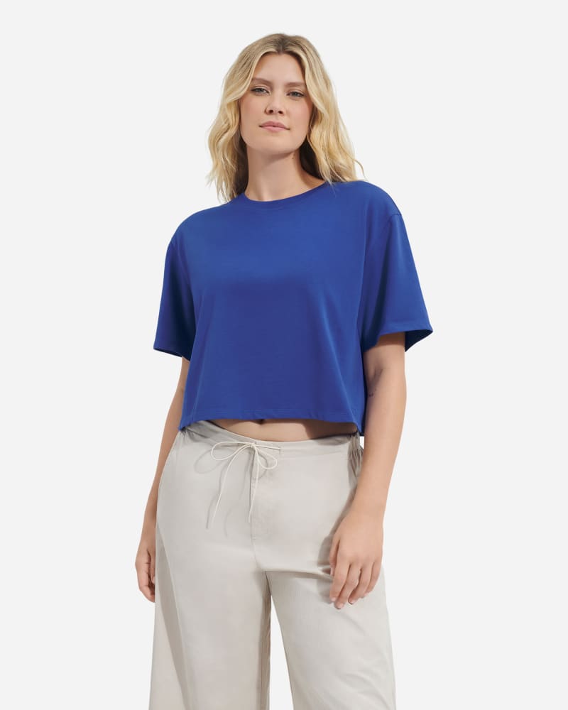 UGG® Tana Cropped Tee for Women in Blue, Size Large, Cotton