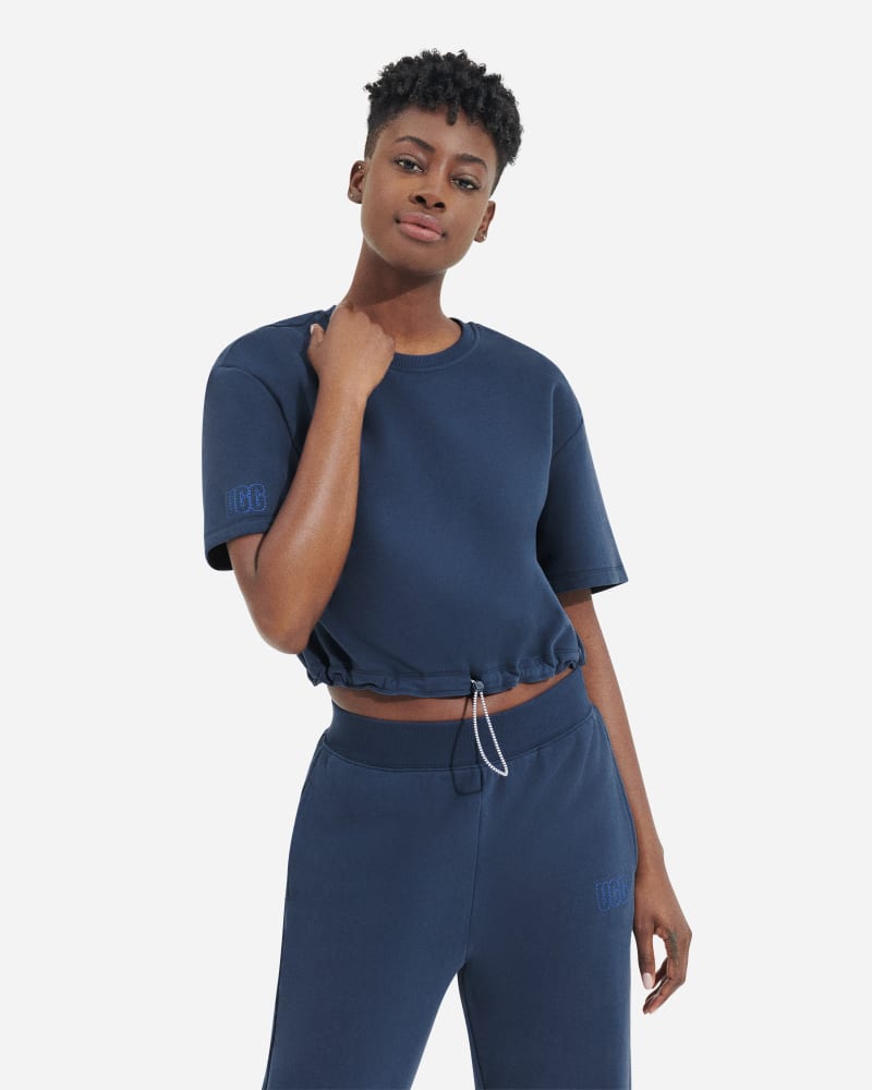 UGG Teagin Short Sleeve Top for Women in Dark Sky, Size Medium, Cotton