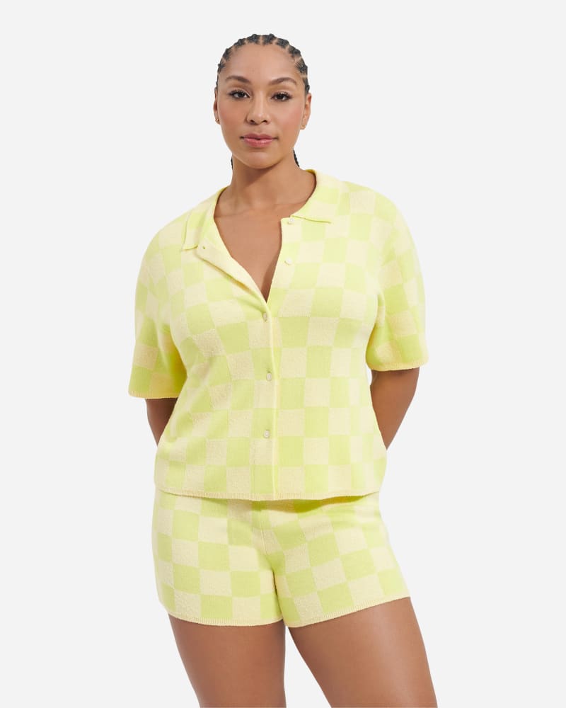 UGG® Jeannie Buttondown Sweater for Women in Honeycomb/Vibrant Green, Size Small