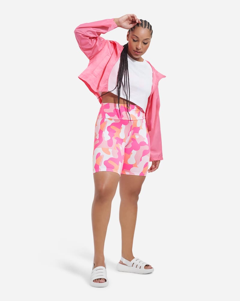 UGG® Rilynn Print Biker Short for Women in Taffy Pink Camopop, Size Small, Cotton