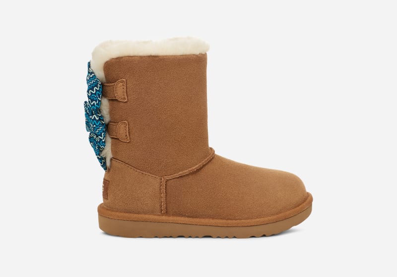 UGG Bailey Bow Squiggles Boot in Brown, Size 2
