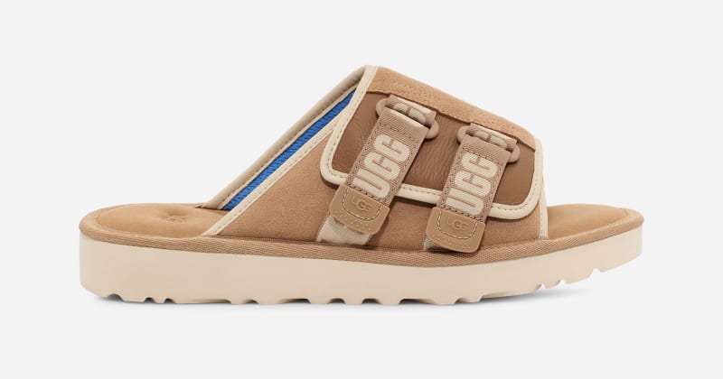 UGG® Goldencoast Strap Slide for Men in Sand/Santorini, Size 6, Suede