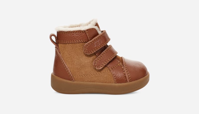 UGG® Baby Rennon II Trainer in Brown, Size 0.5, Leather/Suede/Polyester