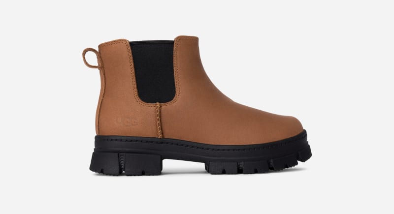 UGG® Ashton Chelsea Boot in Brown, Size 3, Leather/Polyester