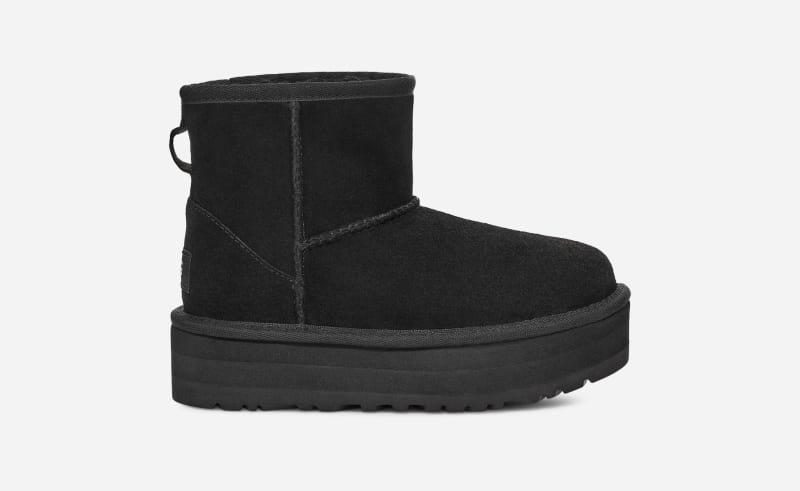 UGG® Classic Mini Platform for Kids in Black, Size 13K, Suede/Polyester/Wool