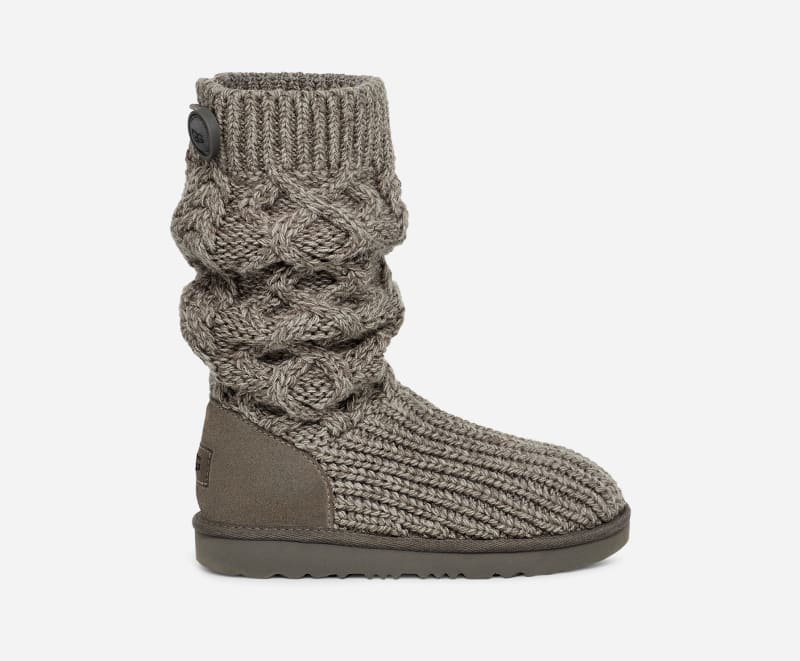 UGG® Classic Cardi Cabled Knit Boot in Grey, Size 13K, Knit/Wool