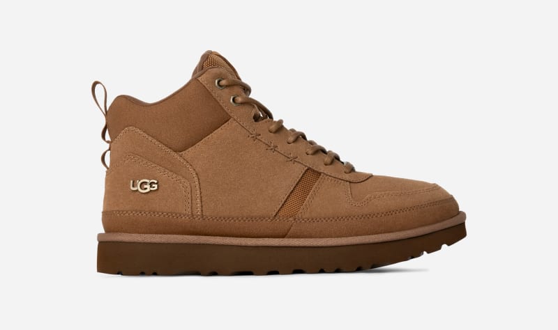 UGG® Highland Hi Heritage Trainer in Brown, Size 9, Suede/Polyester/Cotton