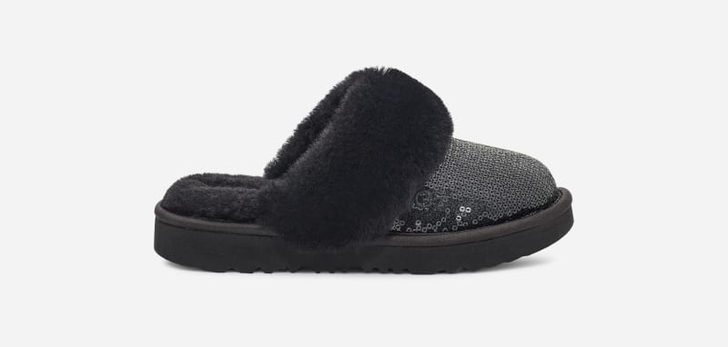 UGG® Cozy II Mirror Ball Slipper in Black, Size 10, Leather/Wool