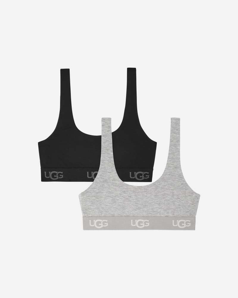 UGG Gwendolynn Bralette 2 Pack in Black And Grey Heather, Size Small, Other