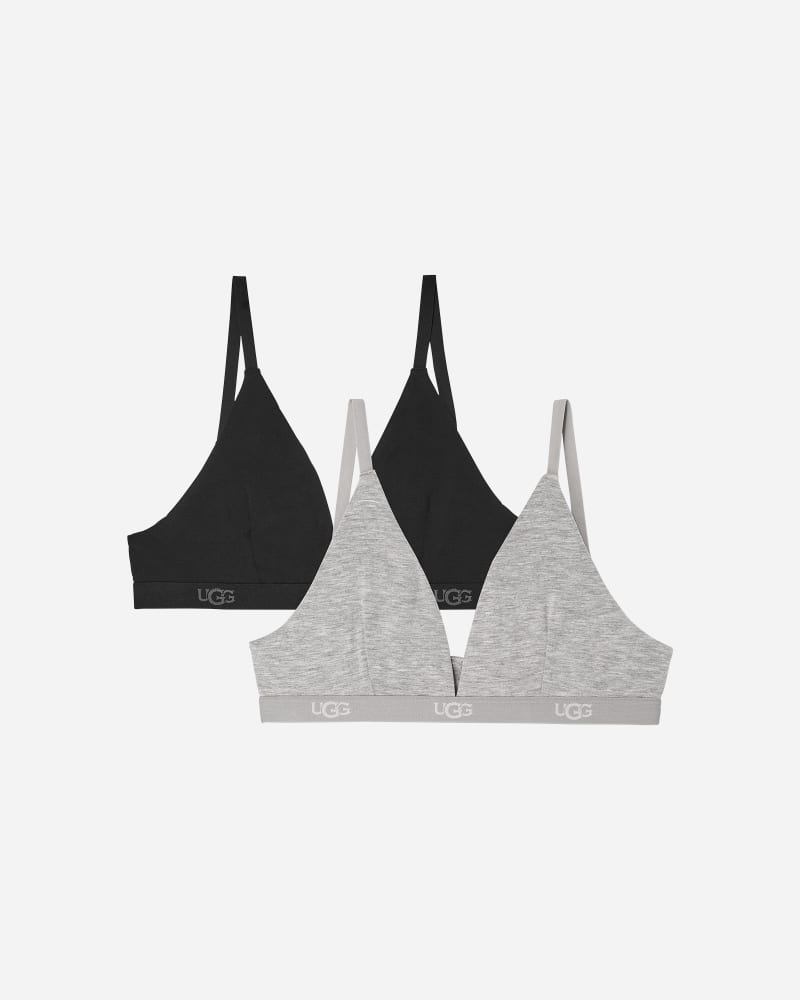 UGG® Francis Bralette 2 Pack in Black And Grey Heather, Size Small