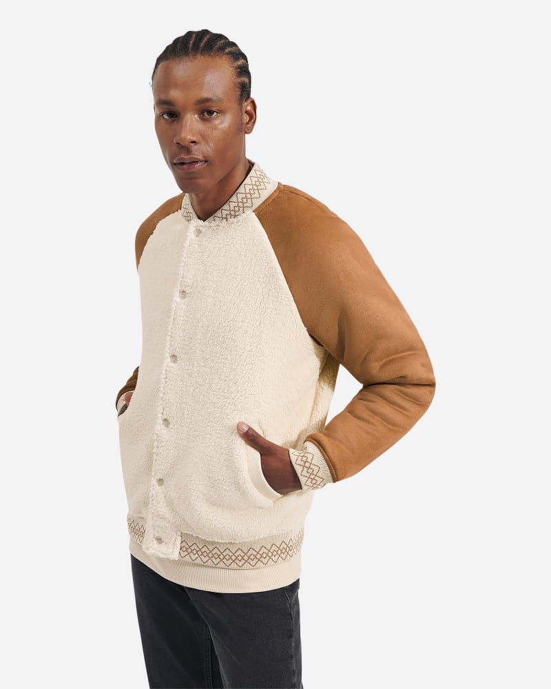 UGG® Tasman Varsity Jacket in Brown, Size Small