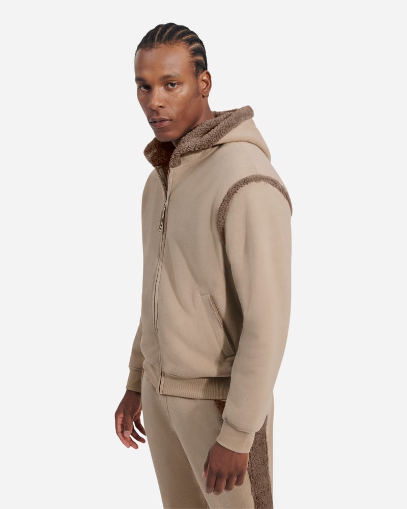 UGG® Evren Bonded Fleece Zip Up Sweater in Grey, Size XL