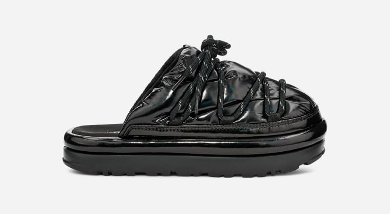 UGG® Hi Shine Spaceslider Slide in Black, Size 10, Leather