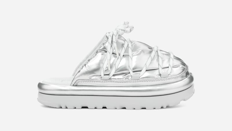 UGG® Hi Shine Spaceslider Slide in Grey, Size 6, Leather